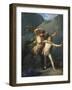 Education of Achilles by Chiron-Jean-Baptiste Regnault-Framed Art Print