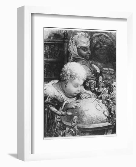 Education of Gargantua, Illustration from "Gargantua" by Francois Rabelais (1494-1553)-Gustave Doré-Framed Giclee Print