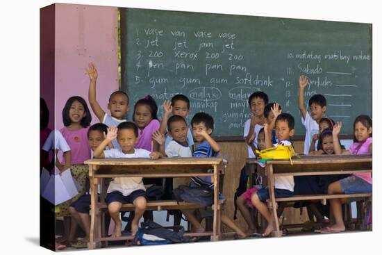 Education, Students Having a Class in a Village School, Bohol Island, Philippines-Keren Su-Stretched Canvas