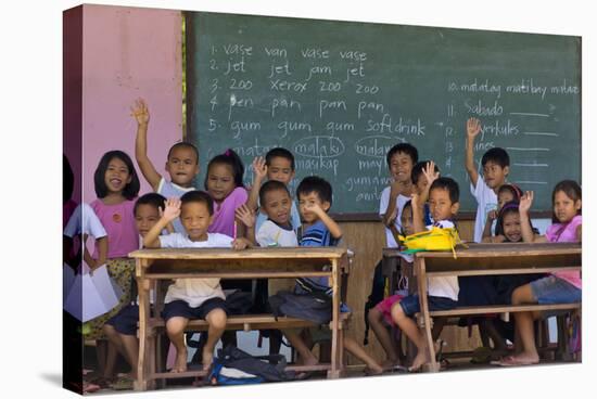 Education, Students Having a Class in a Village School, Bohol Island, Philippines-Keren Su-Stretched Canvas