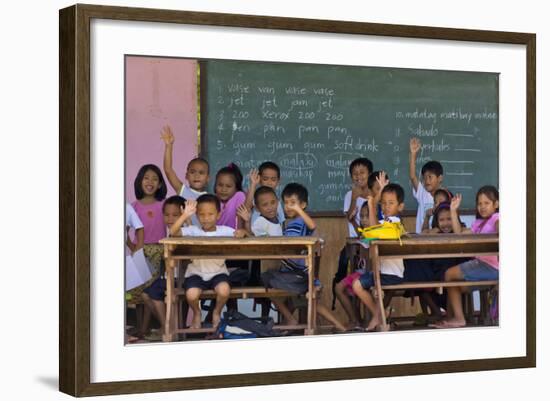 Education, Students Having a Class in a Village School, Bohol Island, Philippines-Keren Su-Framed Photographic Print