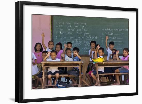 Education, Students Having a Class in a Village School, Bohol Island, Philippines-Keren Su-Framed Photographic Print