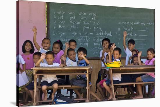 Education, Students Having a Class in a Village School, Bohol Island, Philippines-Keren Su-Stretched Canvas