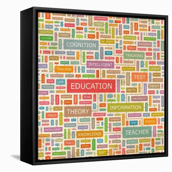 Education Word Collage-Login-Framed Stretched Canvas