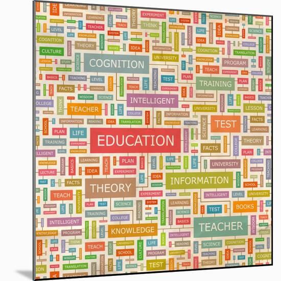 Education Word Collage-Login-Mounted Premium Giclee Print