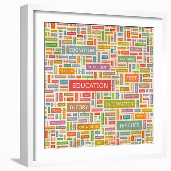 Education Word Collage-Login-Framed Art Print