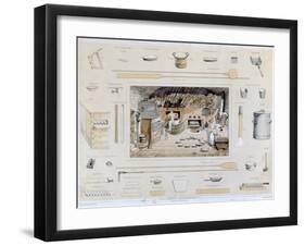 Educational Poster for a School Showing Bakers at Work and Tools of the Bakery Trade-null-Framed Giclee Print