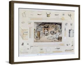 Educational Poster for a School Showing Bakers at Work and Tools of the Bakery Trade-null-Framed Giclee Print