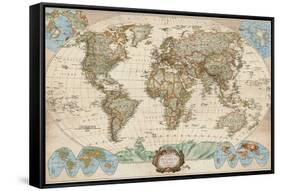 Educational World Map-Elizabeth Medley-Framed Stretched Canvas