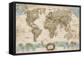 Educational World Map-Elizabeth Medley-Framed Stretched Canvas