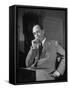 Educator C. S. Lewis Dragging on Cigarette During Interview-null-Framed Stretched Canvas