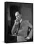 Educator C. S. Lewis Dragging on Cigarette During Interview-null-Framed Stretched Canvas