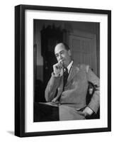 Educator C. S. Lewis Dragging on Cigarette During Interview-null-Framed Photographic Print