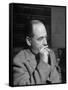 Educator C. S. Lewis Dragging on Cigarette During Interview-null-Framed Stretched Canvas