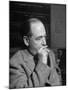 Educator C. S. Lewis Dragging on Cigarette During Interview-null-Mounted Photographic Print