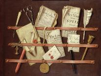 Trompe L'Oeil Letter Rack with a Print of an Old Man, 1703-Edwaert Colyer or Collier-Giclee Print