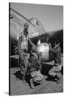 Edward C. Gleed and Two Unidentified Tuskegee Airmen, Ramitelli, Italy, March 1945-null-Stretched Canvas