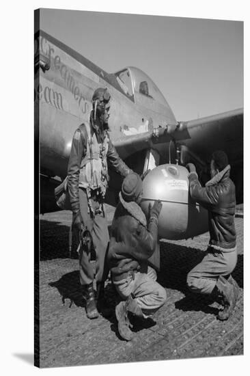 Edward C. Gleed and Two Unidentified Tuskegee Airmen, Ramitelli, Italy, March 1945-null-Stretched Canvas