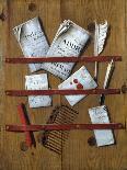 A Trompe L'Oeil of Newspapers, Letters and Writing Implements on a Wooden Board-Edward Collier-Framed Stretched Canvas