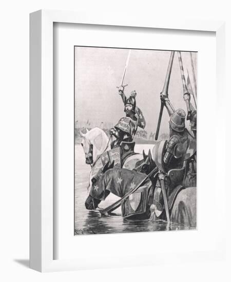 Edward III Crossing the Somme before the Battle of Crecy, Illustration from 'British Battles on…-Richard Caton Woodville II-Framed Giclee Print