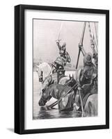 Edward III Crossing the Somme before the Battle of Crecy, Illustration from 'British Battles on…-Richard Caton Woodville II-Framed Giclee Print