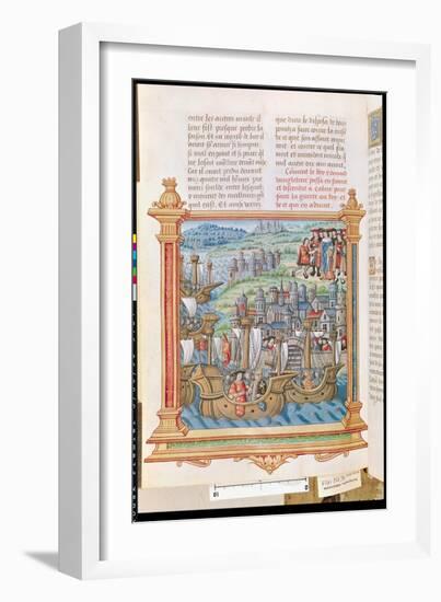 Edward IV of England Landing in Calais, from the 'Memoires de Philippe de Commines'-null-Framed Giclee Print