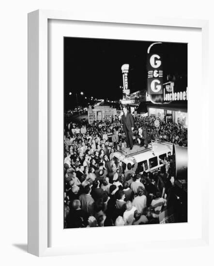 Edward Kennedy During Campaign for Election in Senate Primary-Carl Mydans-Framed Photographic Print