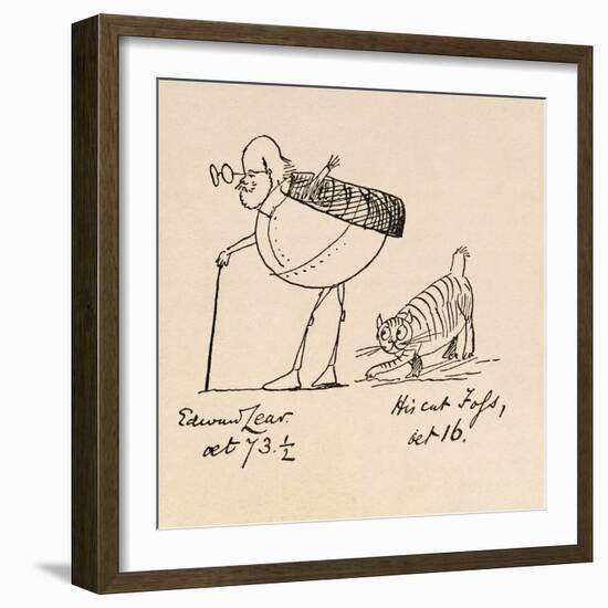 Edward Lear Aged 73 and a Half and His Cat Foss, Aged 16-Edward Lear-Framed Giclee Print