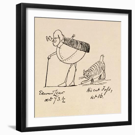 Edward Lear Aged 73 and a Half and His Cat Foss, Aged 16-Edward Lear-Framed Giclee Print