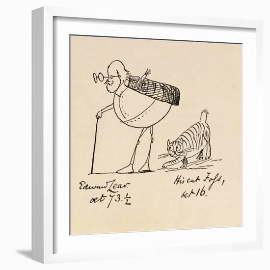 Edward Lear Aged 73 and a Half and His Cat Foss, Aged 16-Edward Lear-Framed Giclee Print