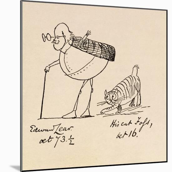 Edward Lear Aged 73 and a Half and His Cat Foss, Aged 16-Edward Lear-Mounted Giclee Print