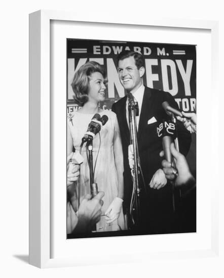 Edward M. Kennedy and Wife During Campaign for Election in Senate Primary-Carl Mydans-Framed Photographic Print