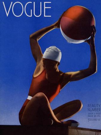 Vogue Cover - July 1932 - Red Beach Ball