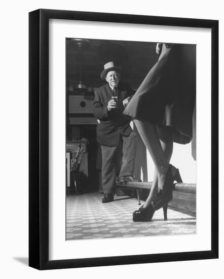 Edward Van Duyne, 105 Years Old, Enjoying a Beer and a Pretty Lady-Tony Linck-Framed Photographic Print