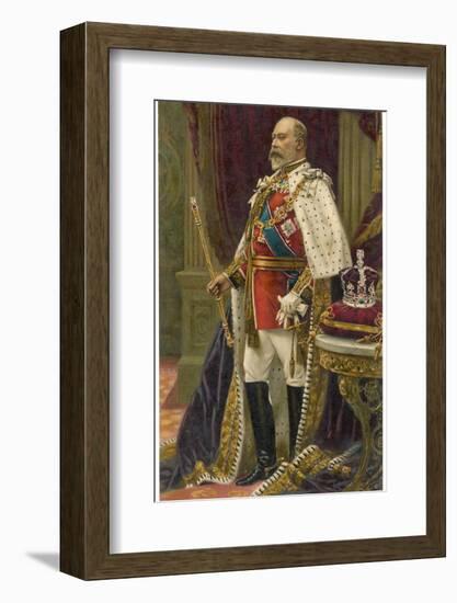 Edward VII British Royalty in His Coronation Robes-null-Framed Photographic Print