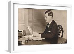 Edward Viii Working in His Office at St. Jamess Palace, London, 1936-null-Framed Photographic Print