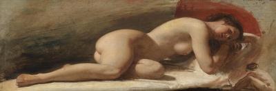 Study of a Reclining Female Nude, 1843 (Oil on Board)-Edward William Wyon-Giclee Print