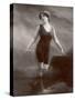 Edwardian Bathing Beauty Miss M. Odell Wears a "V"-Neck One-Piece Bathing Costume-null-Stretched Canvas