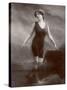 Edwardian Bathing Beauty Miss M. Odell Wears a "V"-Neck One-Piece Bathing Costume-null-Stretched Canvas