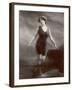 Edwardian Bathing Beauty Miss M. Odell Wears a "V"-Neck One-Piece Bathing Costume-null-Framed Photographic Print