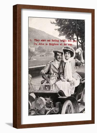 Edwardian Car Verse Postcard-null-Framed Giclee Print