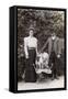 Edwardian Couple with Two Pug Dogs in a Garden-null-Framed Stretched Canvas