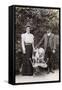 Edwardian Couple with Two Pug Dogs in a Garden-null-Framed Stretched Canvas