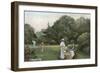 Edwardian Garden Scene-null-Framed Art Print