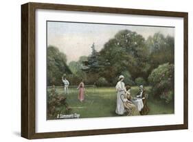 Edwardian Garden Scene-null-Framed Art Print