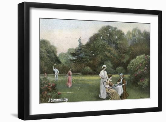 Edwardian Garden Scene-null-Framed Art Print