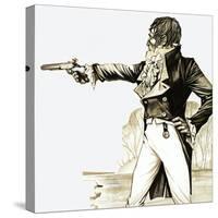 Edwardian Gentleman Duelling with a Pistol-Richard Hook-Stretched Canvas