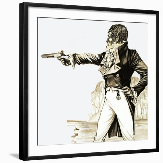 Edwardian Gentleman Duelling with a Pistol-Richard Hook-Framed Giclee Print