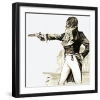 Edwardian Gentleman Duelling with a Pistol-Richard Hook-Framed Giclee Print