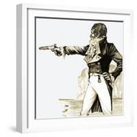 Edwardian Gentleman Duelling with a Pistol-Richard Hook-Framed Giclee Print